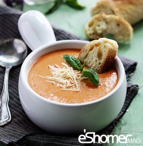 تهیه و پخت انواع غذاهای ایتالیایی سوپ گوجه فرنگی با خامه