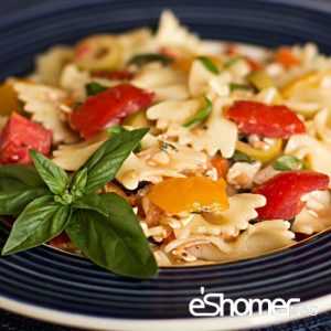 تهیه و پخت انواع غذاهای ایتالیایی _ پاستا پروانه ای با گوجه فرنگی و ریحان