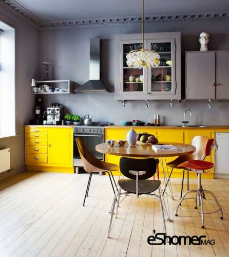 استفاده از رنگ زرد در اتاق غذاخوری در طراحی داخلی